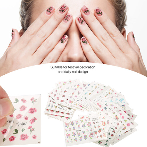 50x Bloemvlinder Nagelwaterstickers 1
