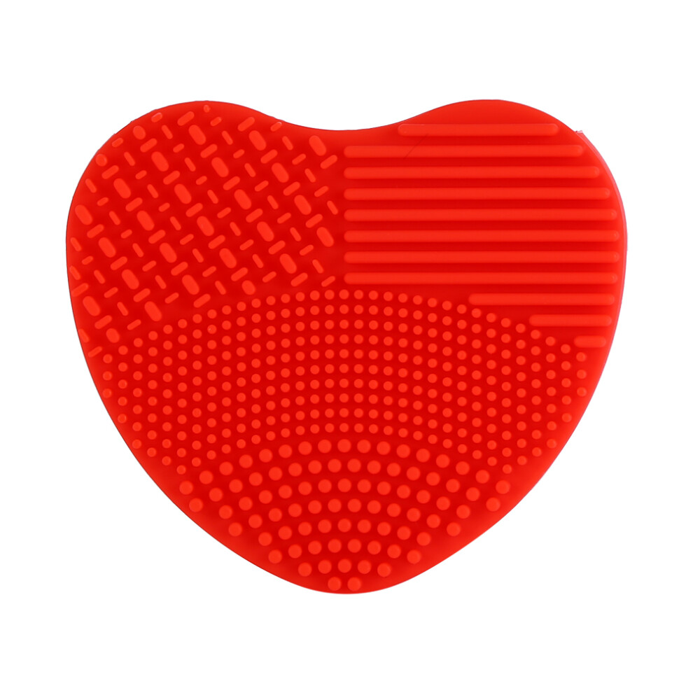 Red Silicone Makeup Brush Cleaner Heart Glove Washing Scrubber (Red)