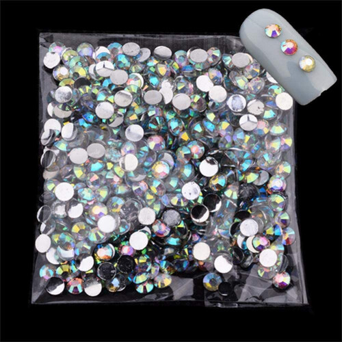 1000Stk/Beutel 4mm Harz-AB-Drillperlen, Strass-Flachboden-Deko
