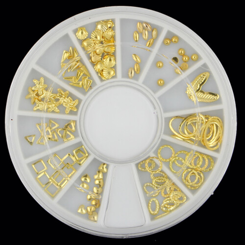 Goldene Glitzer-Rhinestones für Nagelkunst