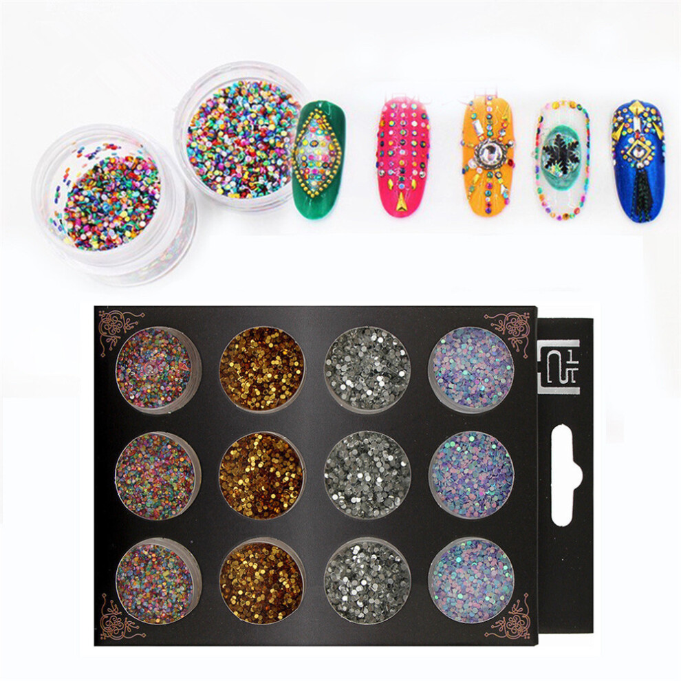 4 Colors Glitter Mini Round Nail Art Stickers Sequins