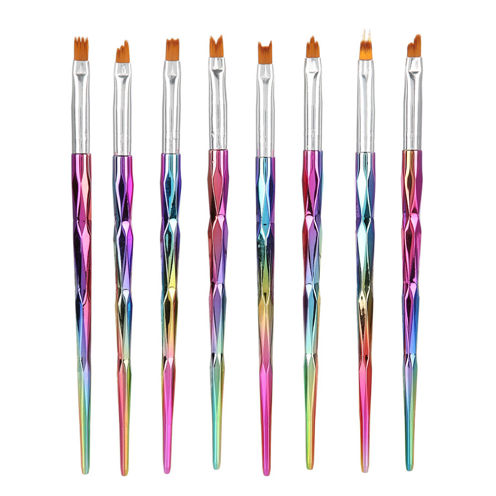 8Pcs Nail Art French Brushes Manicure Pen Petal Painting Tool