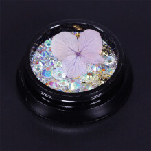 Nail Art Kit Glitter Beads & Light Purple Flowers