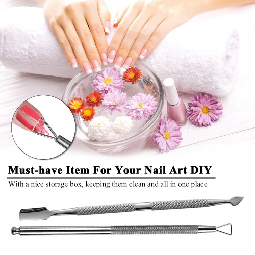 2x Edelstahl-Nagelwerkzeug-Set Pusher 1