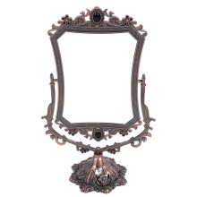 (Red Copper) Vintage Double Side Rotating Makeup Mirror Metal Frame 360 Degree