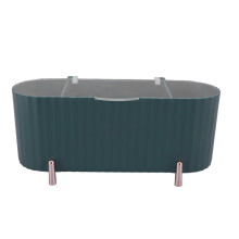 (Dark Green) Qtip Holder Dispenser 3 Compartments Bathroom Cotton Ball Organizer