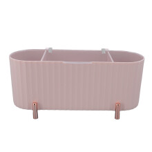 (Pink) Qtip Holder Dispenser 3 Compartments Bathroom Cotton Ball Organizer