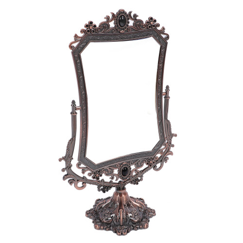 (Red Copper) Vintage Double Side Rotating Makeup Mirror Metal Frame 360 Degree 1