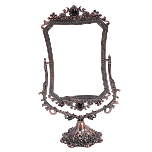 (Red Copper) Vintage Double Side Rotating Makeup Mirror Metal Frame 360 Degree 2
