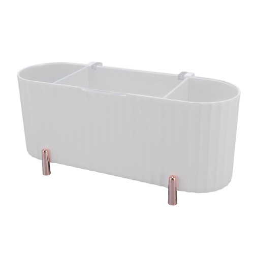 (White) Qtip Holder Dispenser 3 Compartments Bathroom Cotton Ball Organizer 2