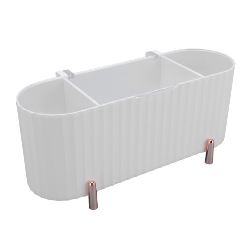 (White) Qtip Holder Dispenser 3 Compartments Bathroom Cotton Ball Organizer 1