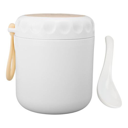 400ml Vacuum Stainless Steel Soup Jar with Spoon Handle White