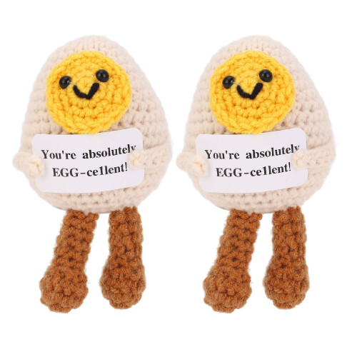 2x Lustiges Mini-Ei-Strickspielzeug mit Karte 1