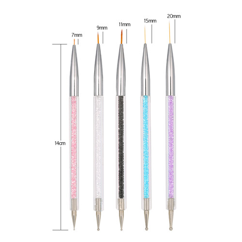 5x Nailartpinsel 7-20mm Acryl Liner 2