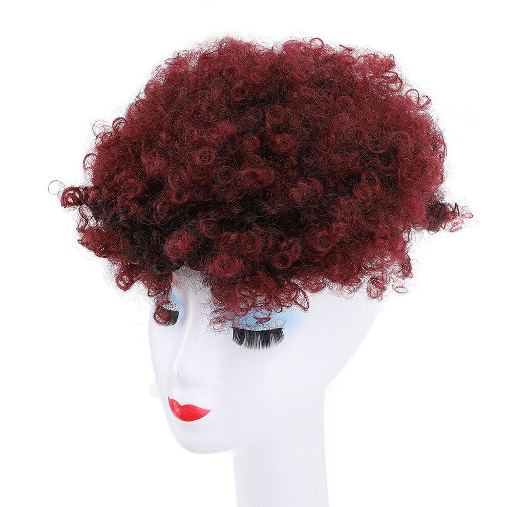 (#1B/Style 2) Puff Hair Bun with Bangs Seamless Drawstring Messy Curly Bun