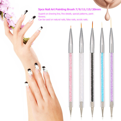 5x Nailartpinsel 7-20mm Acryl Liner 1