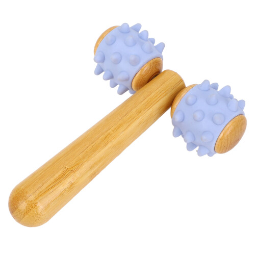 2-Rollen Handmassageroller, ergonomisch, Holzmuskelrelief 2