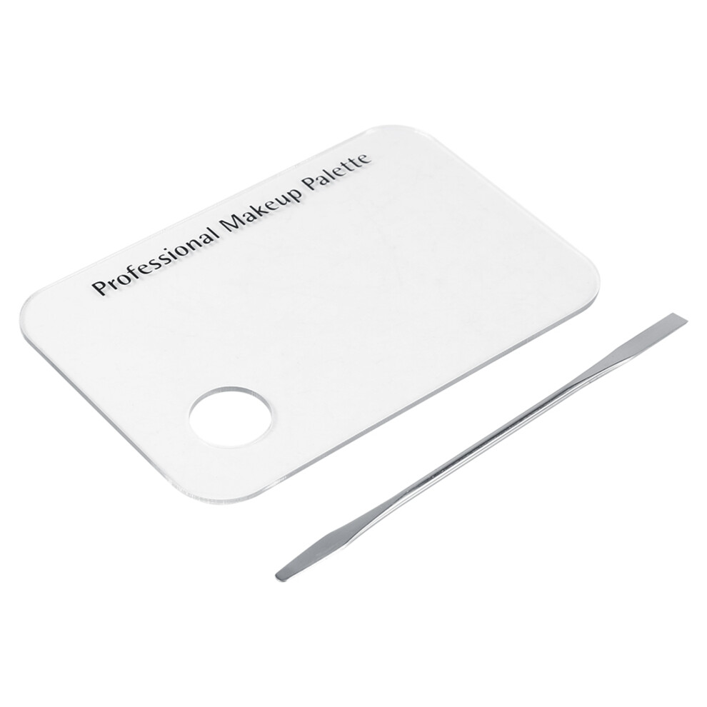 Clear Acrylic Nail Art Mixing Palette with Stainless Spatula