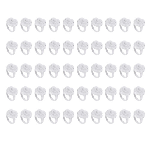 50er Set ABS Nagel-Farbkarte Ring mit Blumen (Klar) 1