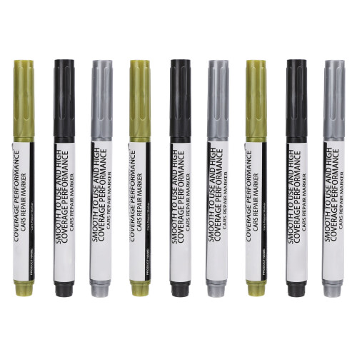 9pcs Car Touch Up Paint Pen Gold Silver Black Scratch Remover