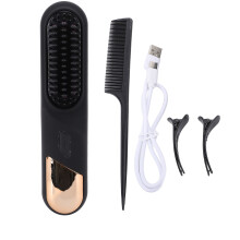 Cordless Negative Ion Hair Straightener Comb Black