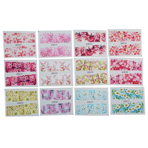 24 nagelstickers met bloemenprint 1