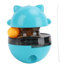 Cat Treat Dispenser Ball Interactive Rotating Feeder Toy Blue