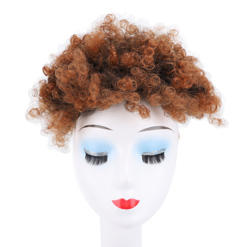 Unisex (1B/30) Puff Curly Bun With Bangs Drawstring Ponytail Extension 1B/30