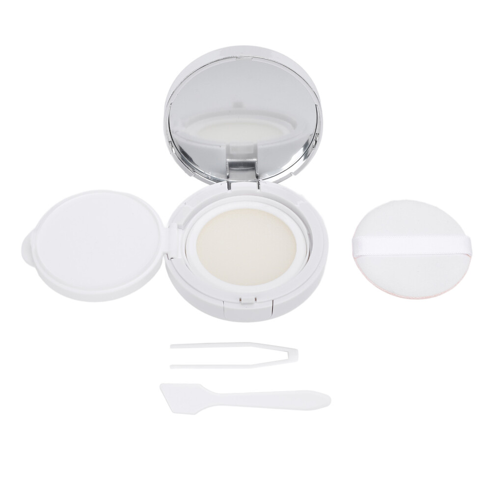 Cream Empty Cushion Foundation Box Mirror Puff Spoon Refillable Make Up Case