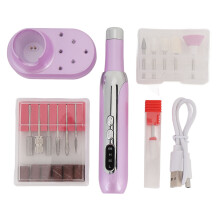 (Purple) Portable Electric Nail File 0-15000rpm Rechargeable Grinder Purple