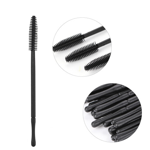 50x wegwerp wimperborstel (Zwart) 2