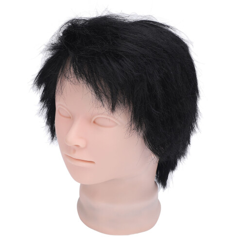 Testa Manichino Silicone Capelli Neri + Morsetto Pompa 1