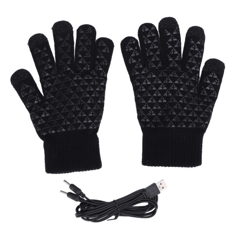1 Pair USB Heated Gloves Winter Warm Touchscreen for Office Students