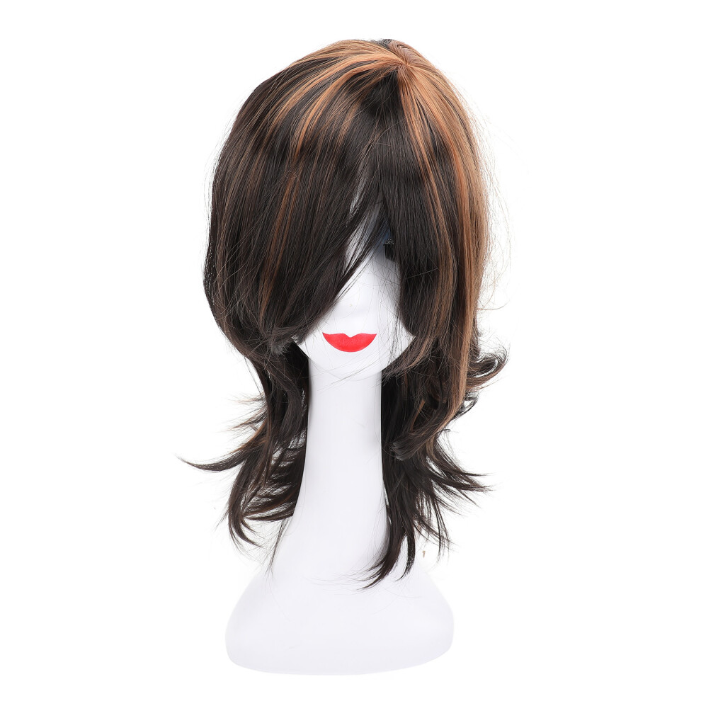 Unisex Brown Adjustable Curly Wavy Wig High Temp Resistant For Party Weddings