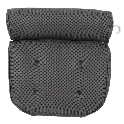 (Grey) Bathtub Pillow 6 Suction Cups Grey