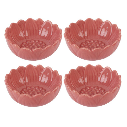 (Pink) 4Pcs Ceramic Oil Burner Diffuser Bowl Crackle Ice Pattern