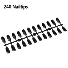 240x Gel-Nagelspitzen Oval Schwarz Übungspalette