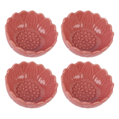 (Pink) 4Pcs Ceramic Oil Burner Diffuser Bowl Crackle Ice Pattern 1