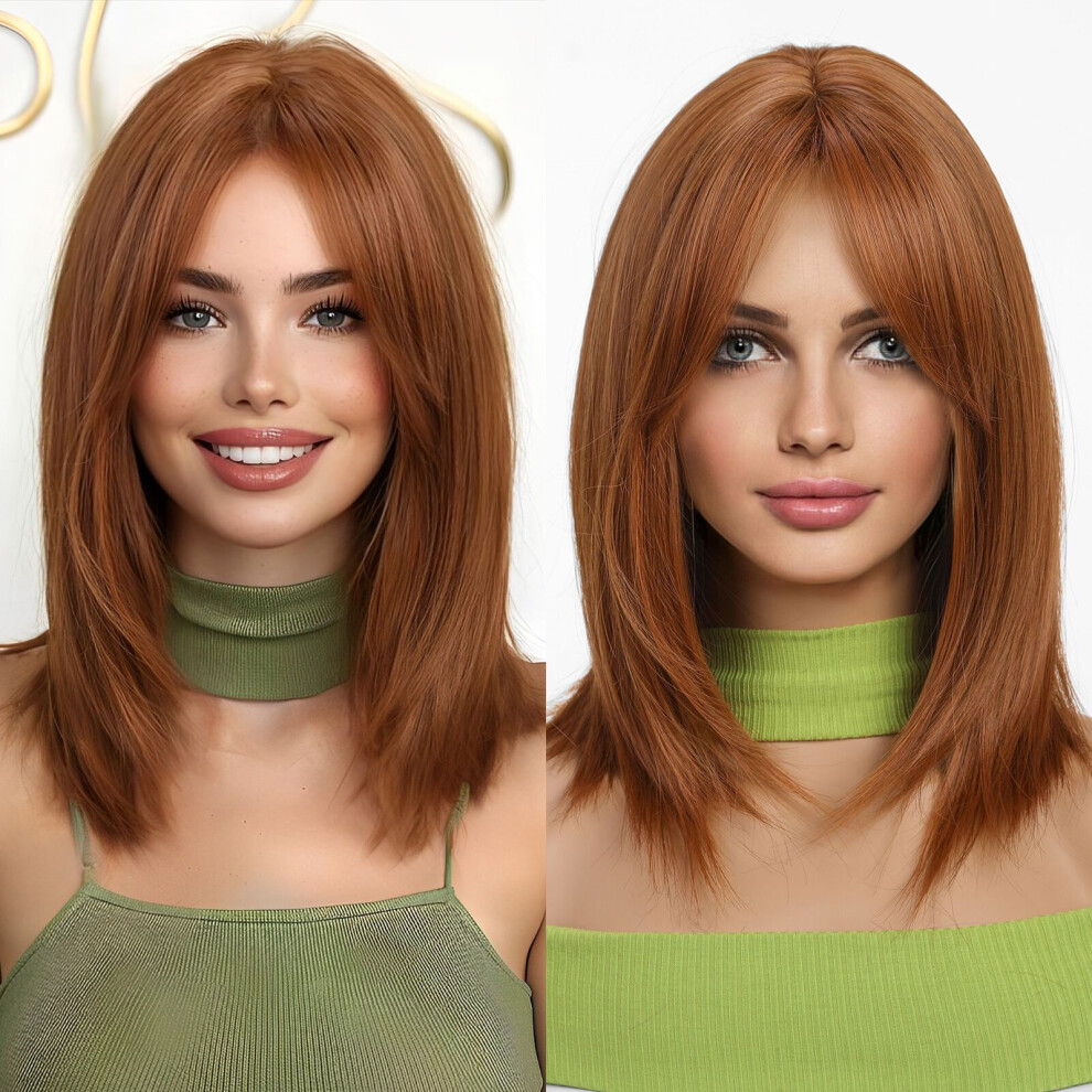 Women's Short Straight Hair Wig With Bangs Natural Daily Use Wig