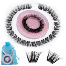 Z'LRAQI DIY C Curl False Eyelash Clusters w/ Glue Brush Tweezers