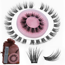 Z'LRAQI DIY C Curl False Eyelash Clusters w/ Glue Brush Tweezers
