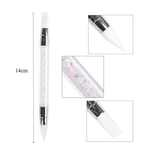 Nail Art Stift mit Strassgriff Silikon Pinsel 1