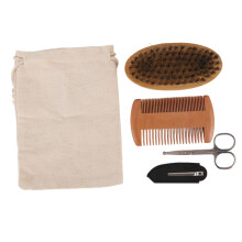 Bartpflege-Set mit Pinsel, Schere, Kamm & Tasche