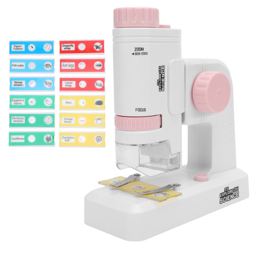 (Pink) Kids Portable HD Blue Science Microscope