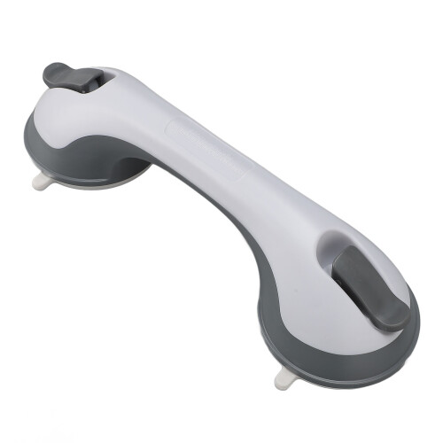 (White and Grey) Suction Cup Shower Grab Bar Elderly Handle Blue White 2