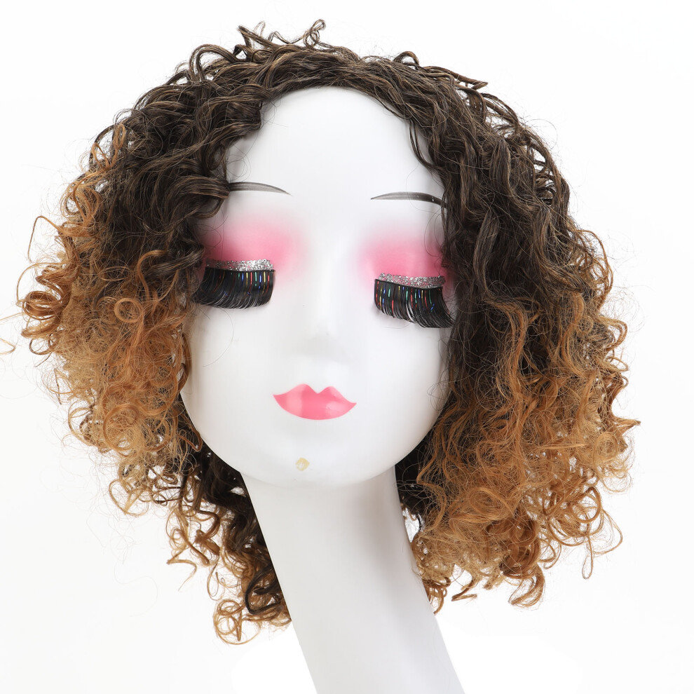 Unisex Deep Wave Wig With Bangs Heat Resistant Synthetic Short Curly