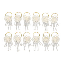 12pcs Artificial Pearl Flower Napkin Rings