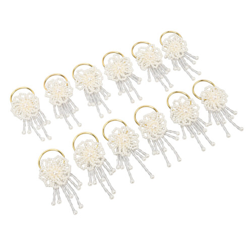 12pcs Artificial Pearl Flower Napkin Rings 1