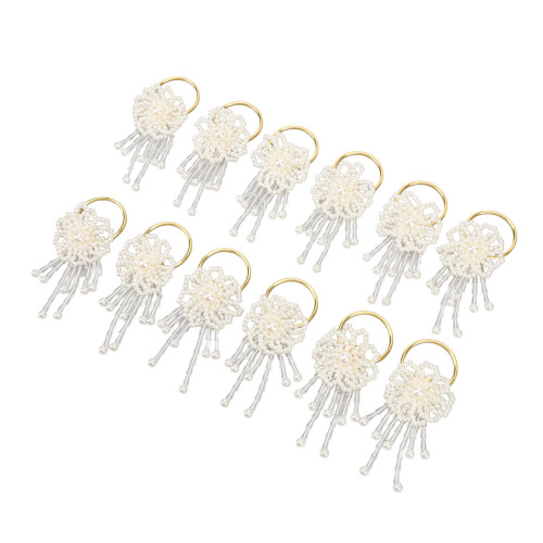 12pcs Artificial Pearl Flower Napkin Rings 2