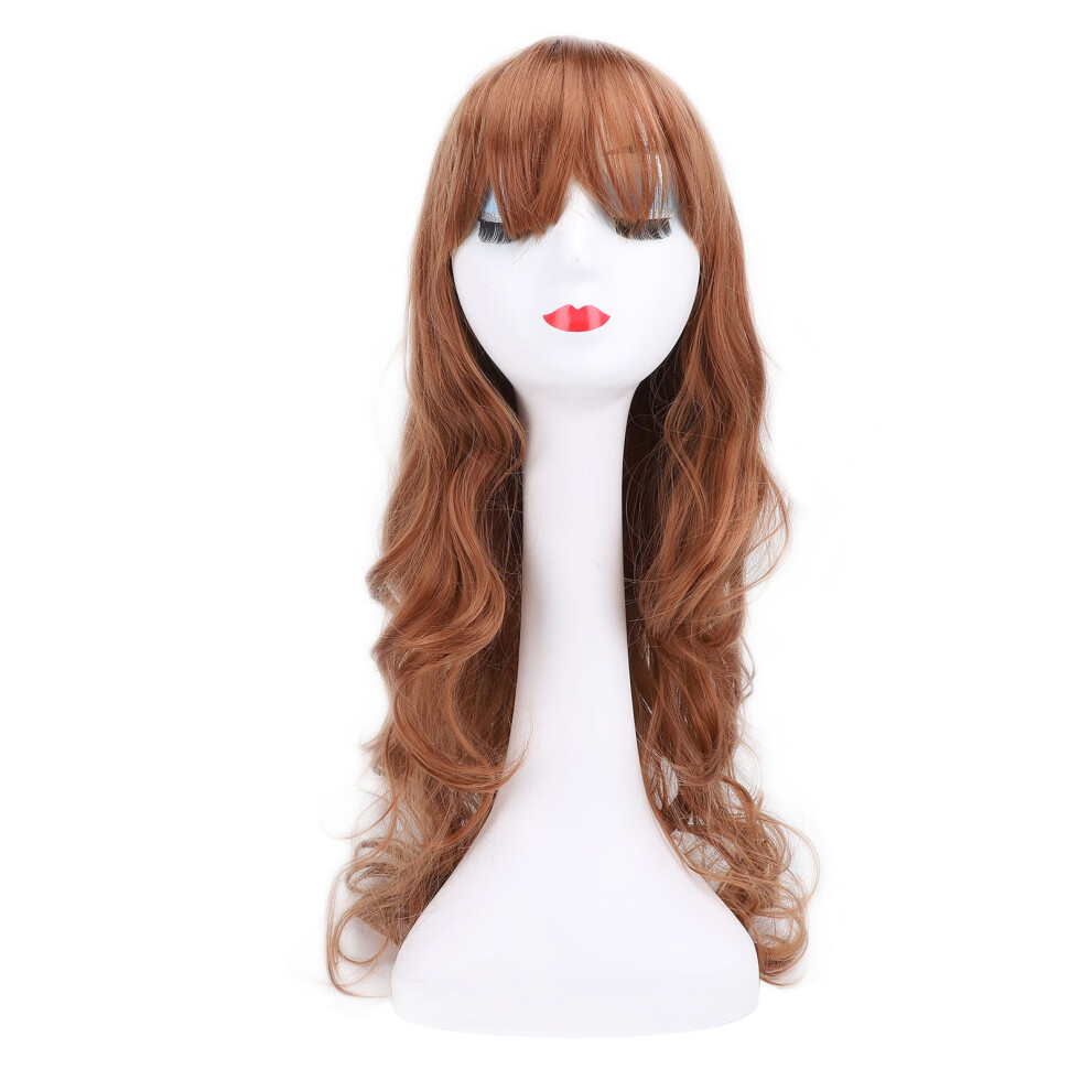 Unisex Yellow Air Bangs Wig Flaxen Synthetic Long Wavy